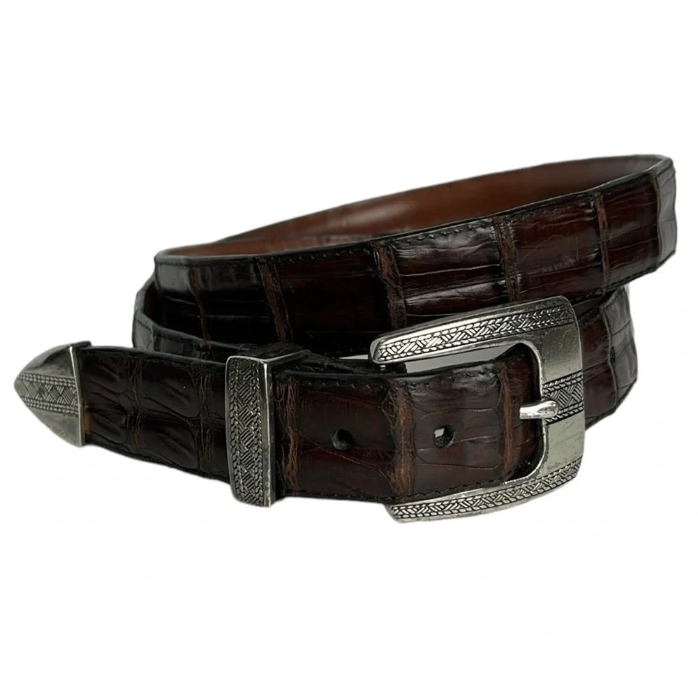 Torino South American Crocodile Western Belt Sz 38